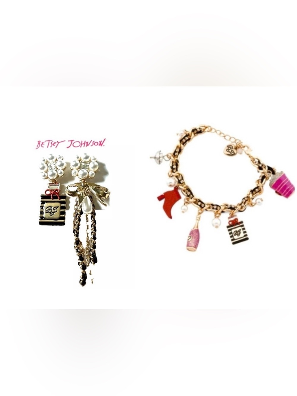 BETSEY JOHNSON SET ‘Going All Out’ Mismatched Sparkle Bracelet & Earrings NWT